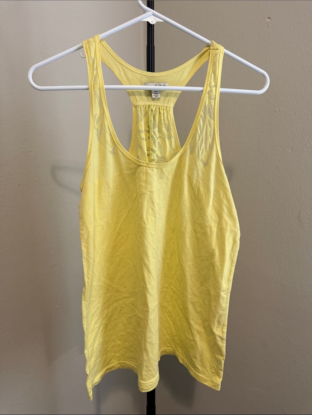 American Eagle Outfitters Yellow Racerback Tank with Lace Back